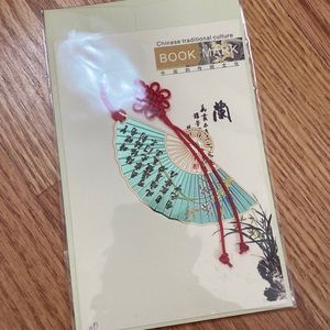 ❤️Chinese traditional hand fan metal book mark with envelope